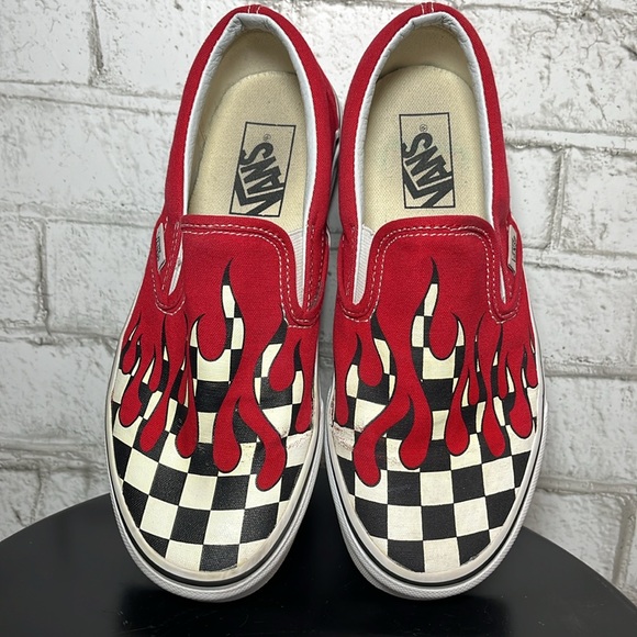 Vans Classic Slip on Drip Red black/white checkerboard - Picture 5 of 10